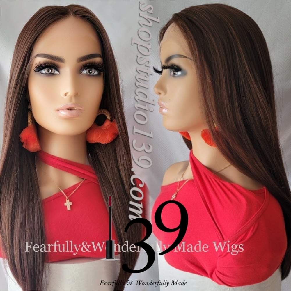 Chocolate brown human hair lace front wig